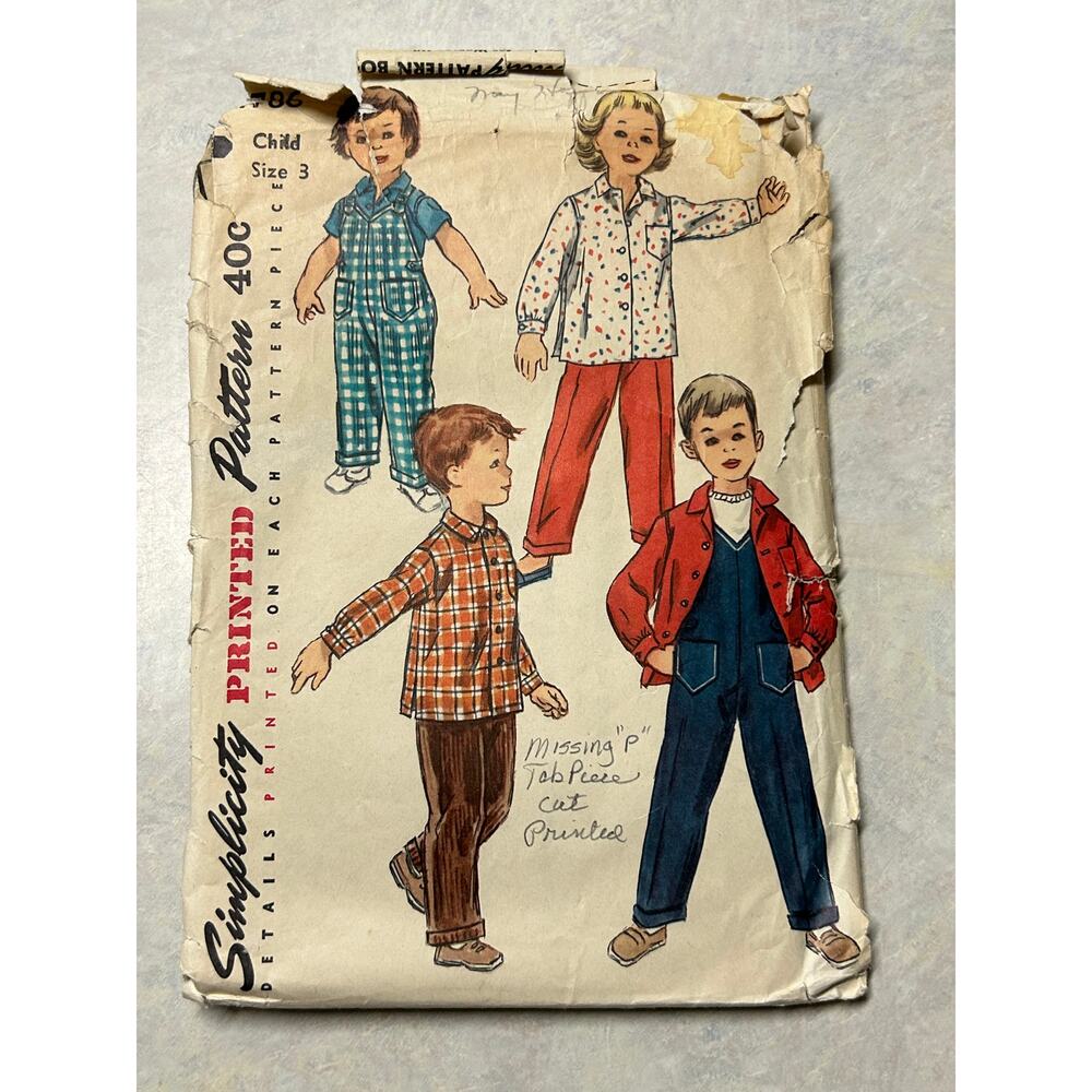 Vintage 1950's Simplicity #1786 Children's Sports Wear‎ Size 3